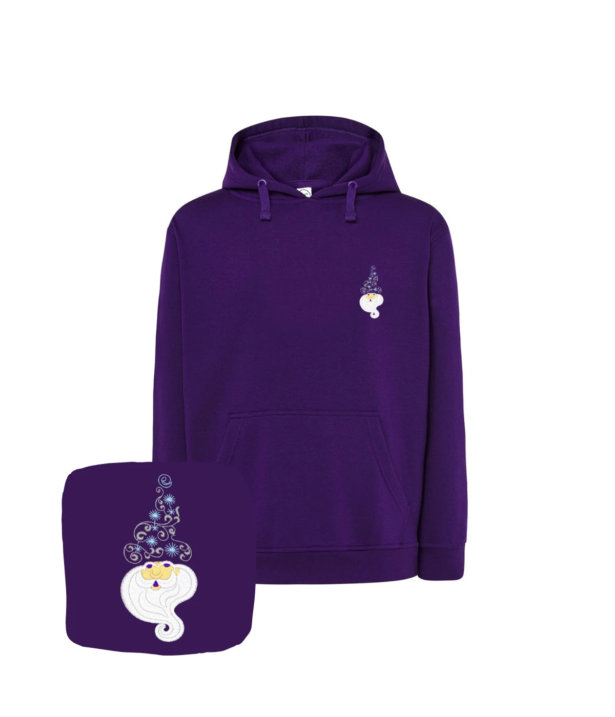 Purpurowa bluza z haftem uśmiechniętego Mikołaja - świąteczny prezent z haftem komputerowym