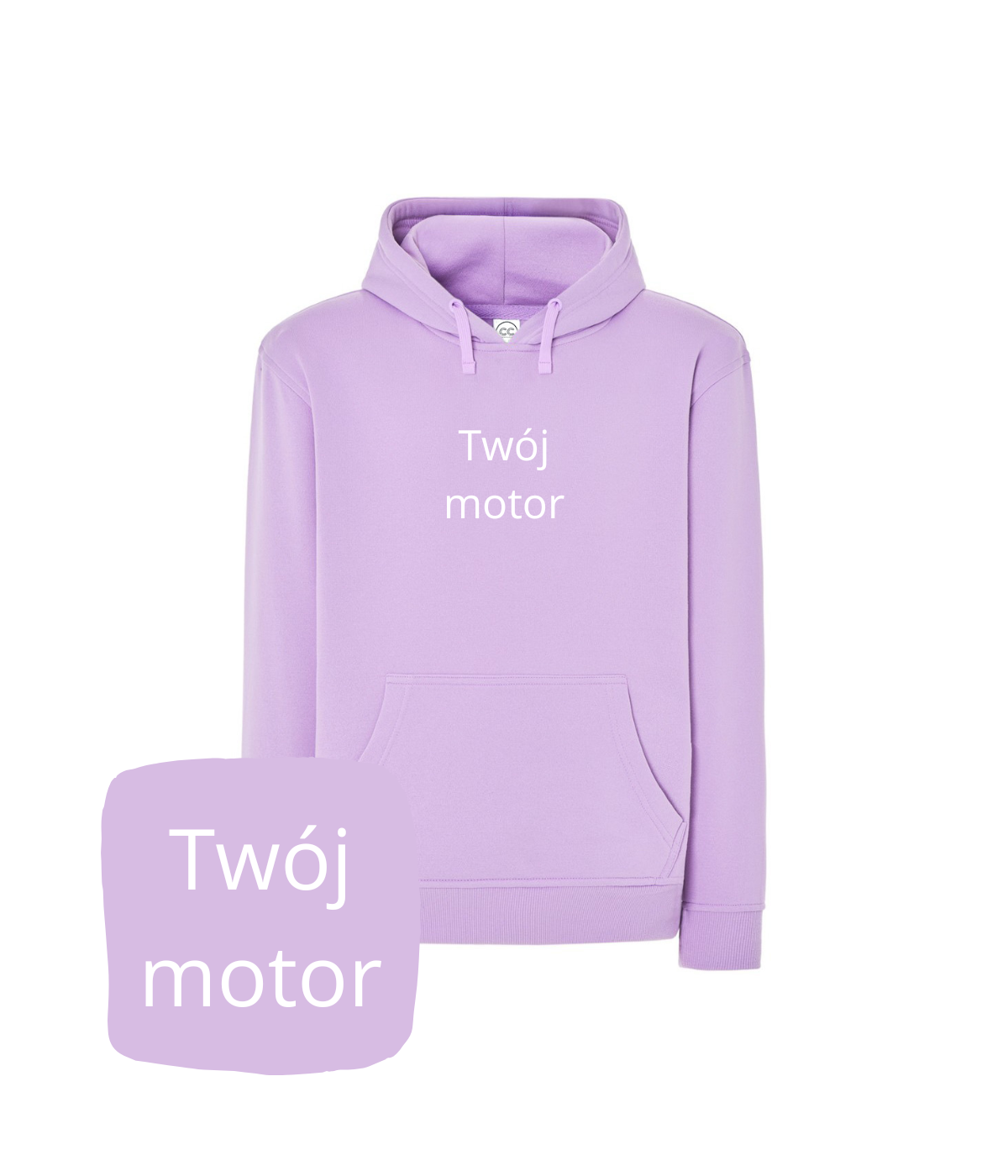 Liliowa bluza z kapturem z haftem motocykla, personalizowana bluza motocyklowa od CustomClothes.pl, casual i stylowa dla motocyklisty