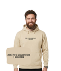 Funny hoodie with embroidered text from CustomClothes.pl, beige casual hoodie with humorous design from the Bez Cenzury collection.