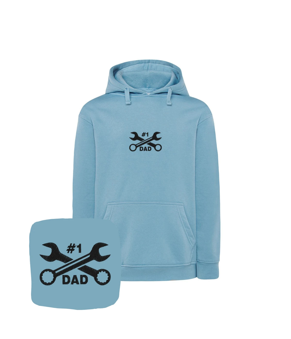 Błękitna bluza z haftem #1 Dad, świetna na prezent dla taty - wyjątkowy prezent, bluza z haftem