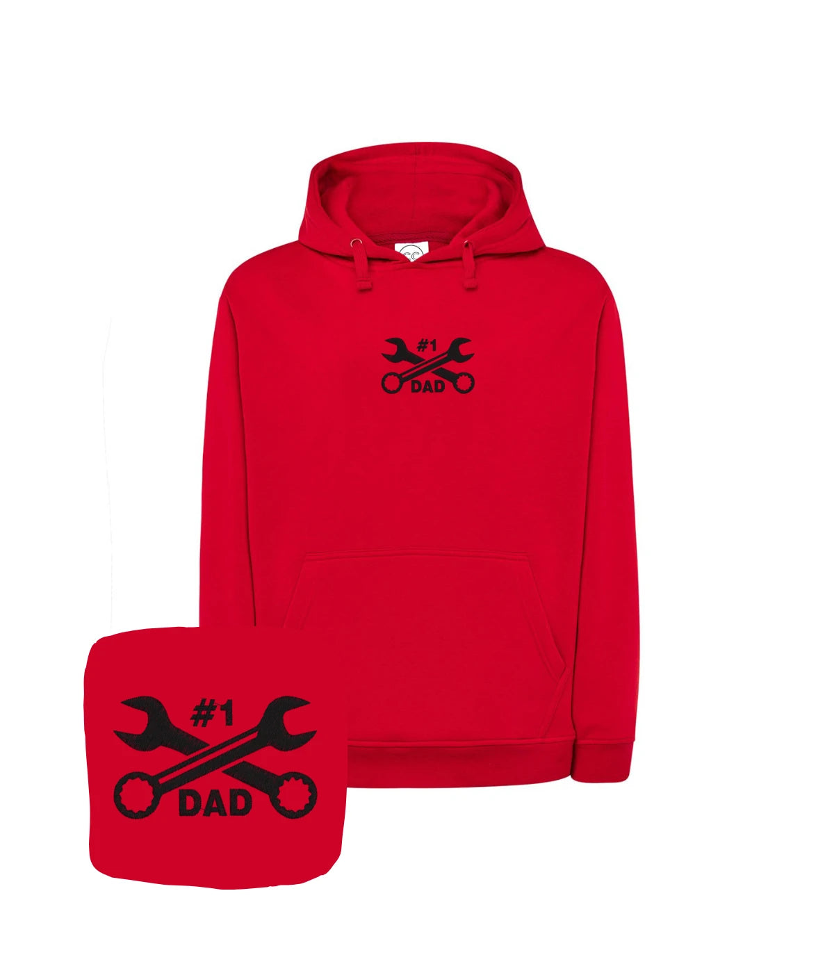 Czerwona bluza z haftem #1 Dad, świetna na Dzień Ojca - prezent dla ojca, bluza z haftem