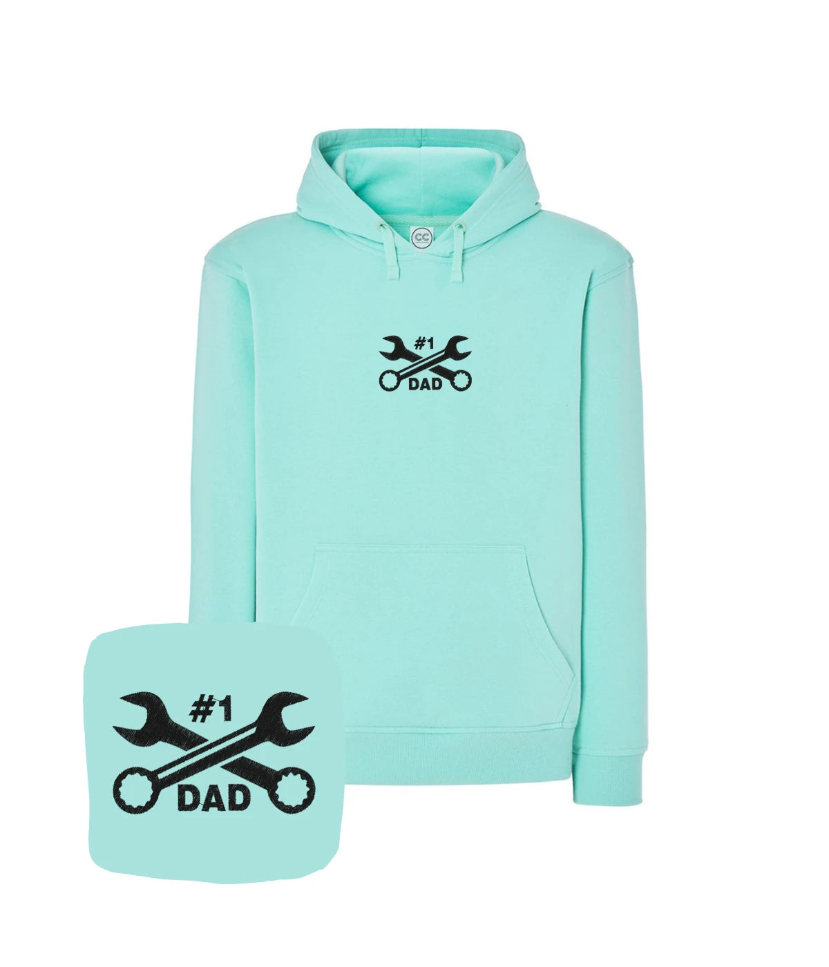 Niebieska bluza z haftem #1 Dad, idealna dla taty - bluza z haftem, wyjątkowy prezent dla mechanika
