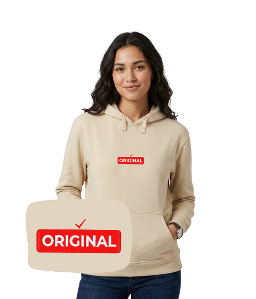 Beżowa bluza z haftem 'Original' - idealny prezent dla niej, haft komputerowy na koszulce