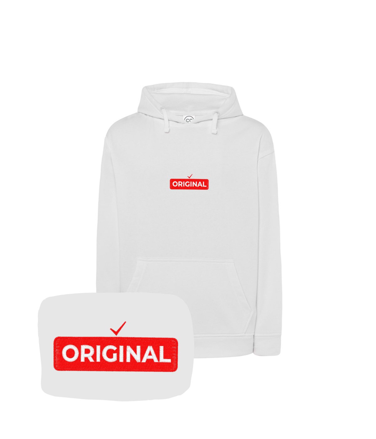 Biała bluza z czerwonym haftem 'Original' - elegancki prezent z haftem