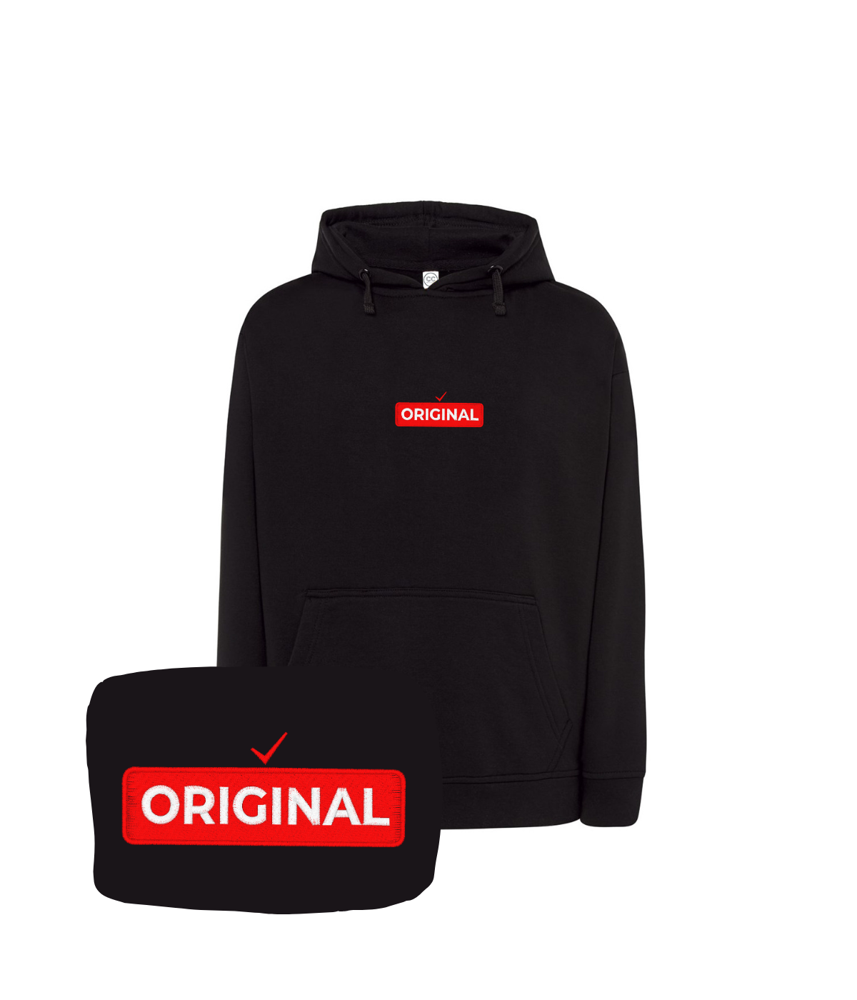 Czarna bluza z czerwonym haftem 'Original' - klasyczny prezent z haftem komputerowym