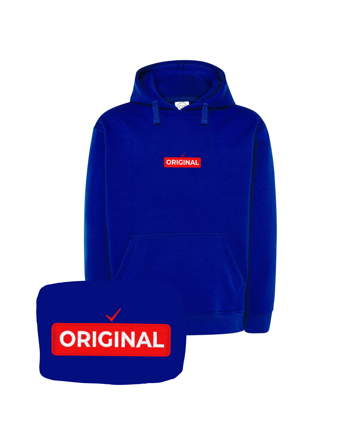 Granatowa bluza z czerwonym haftem 'Original' - prezent dla fana mody z haftem