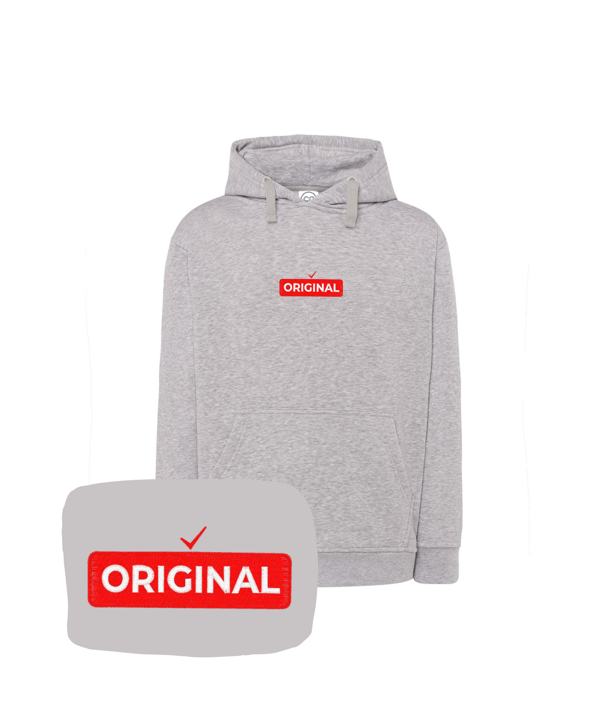 Szara bluza z czerwonym haftem 'Original' - haft komputerowy na każdą okazję