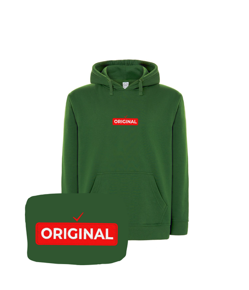 Zielona bluza z haftem 'Original' w czerwonym kolorze - modny prezent z haftem