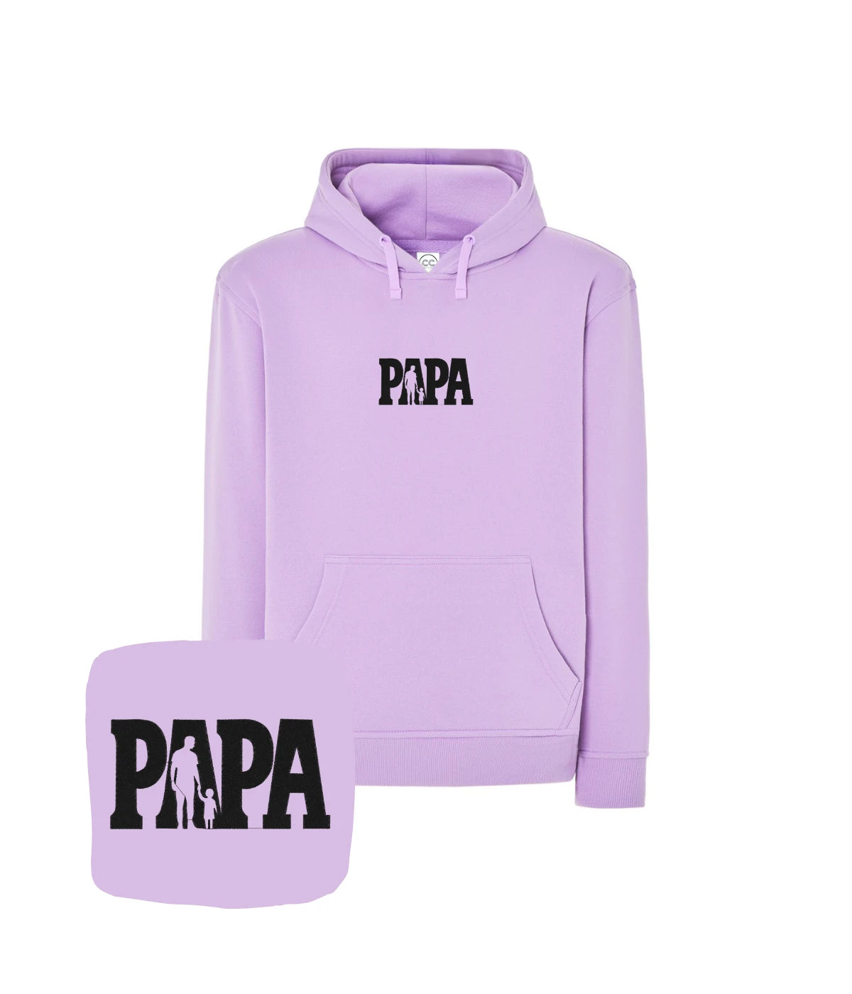 Liliowa bluza z kapturem z haftem 'Papa' - oryginalny prezent dla taty, haft komputerowy.