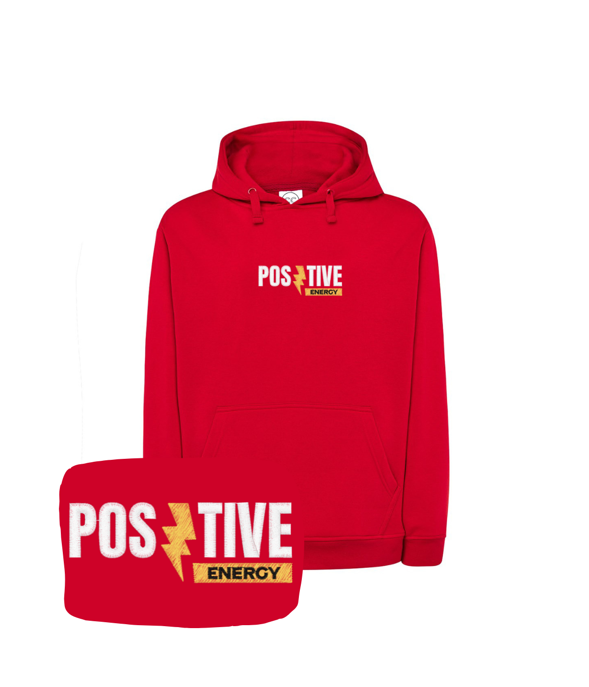 Czerwona bluza 'Positive Energy' - personalizowany upominek z haftem komputerowym