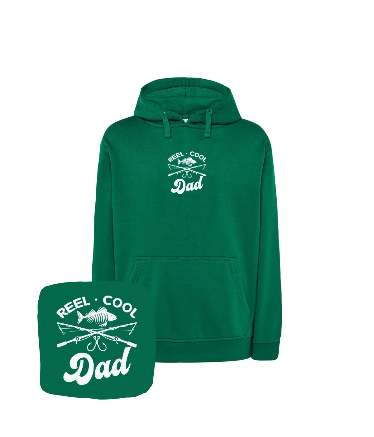 Ciemnozielona bluza z haftem Reel Cool Dad - doskonały prezent dla taty, haft komputerowy od 1 sztuki