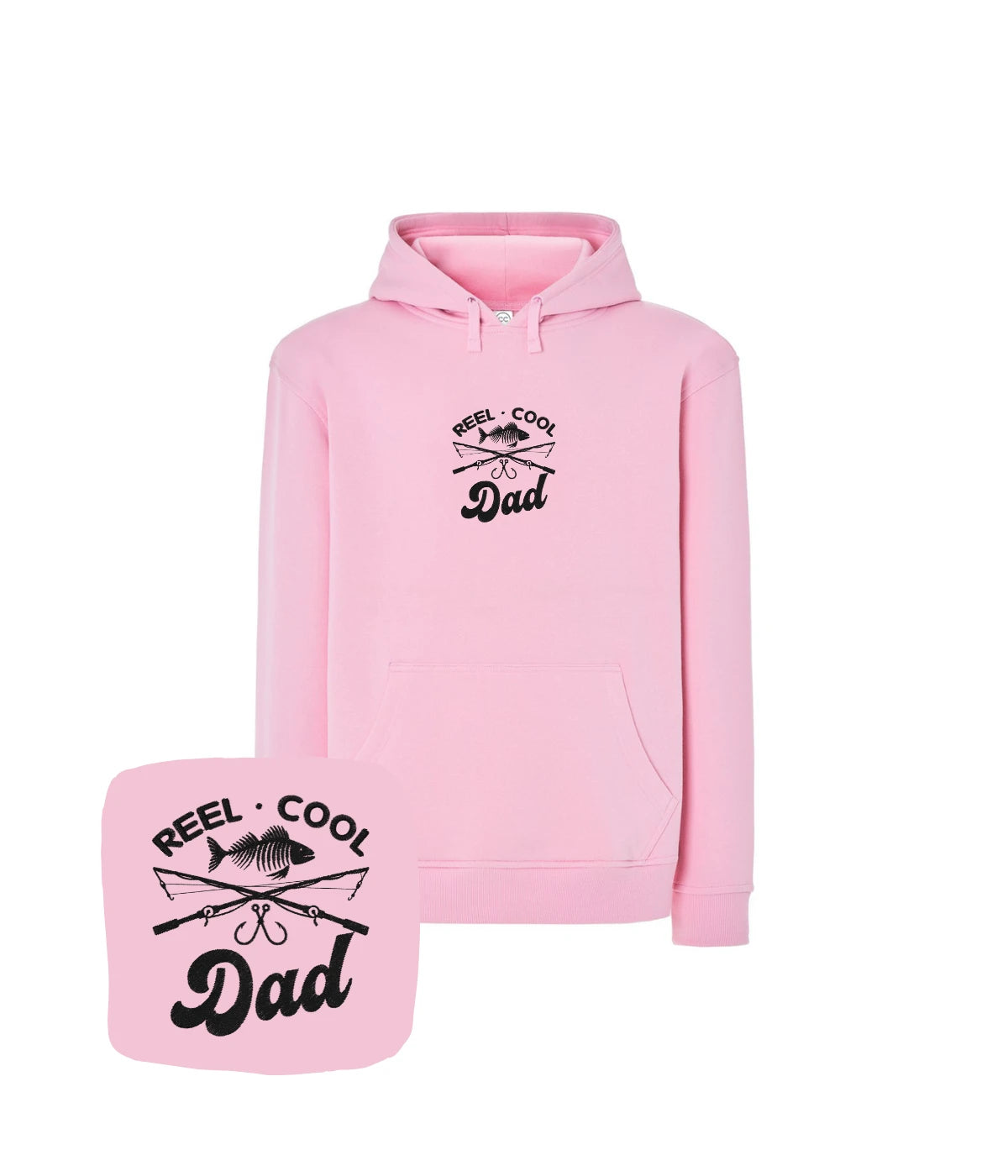 Różowa bluza z kapturem z haftem Reel Cool Dad - oryginalny prezent dla wędkarza, haft komputerowy od 1 sztuki