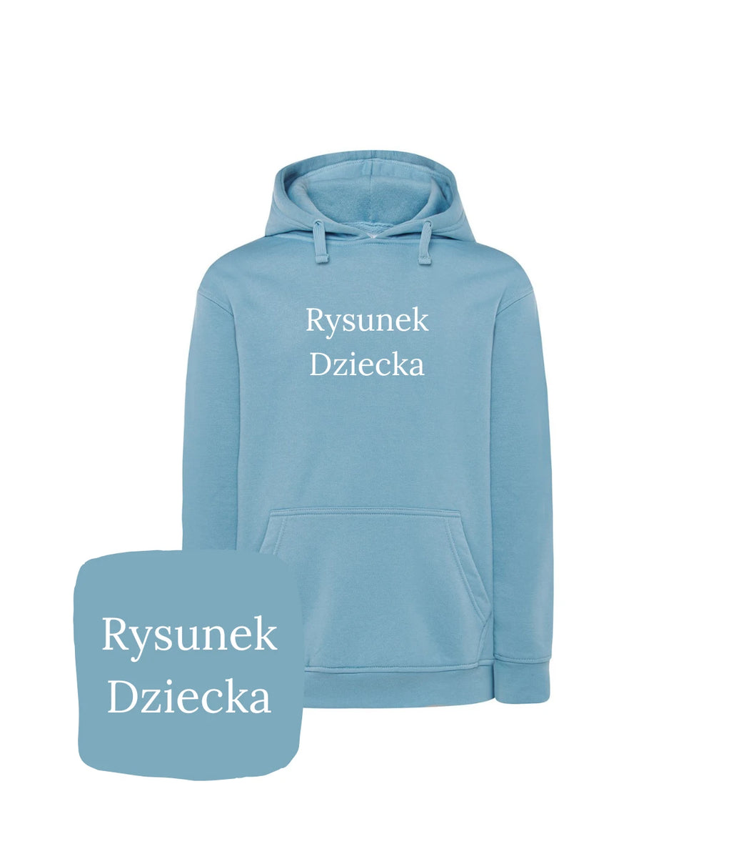 Błękitna bluza z haftem rysunku dziecka - personalizowany prezent z haftem komputerowym