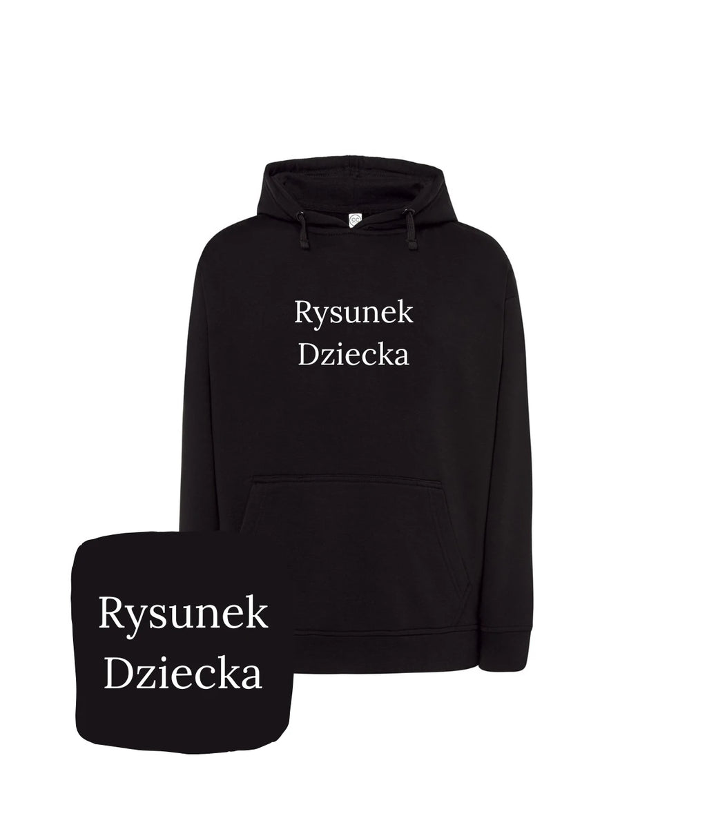 Czarna bluza z haftem rysunku dziecka - oryginalny prezent z haftem komputerowym dla każdego