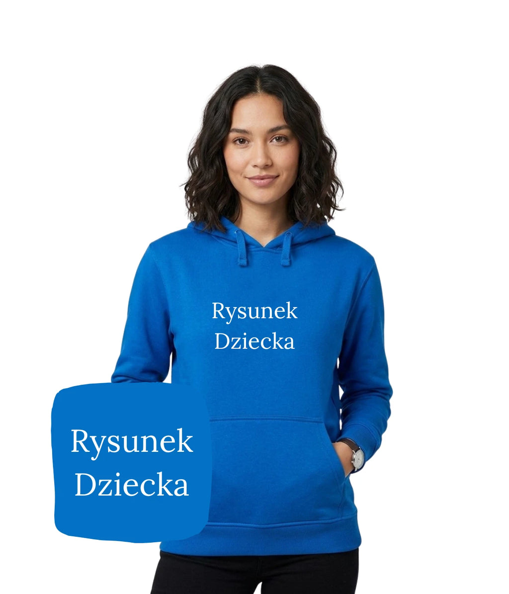 Bluza z haftem rysunku dziecka, kolor niebieski - personalizowany prezent z haftem komputerowym