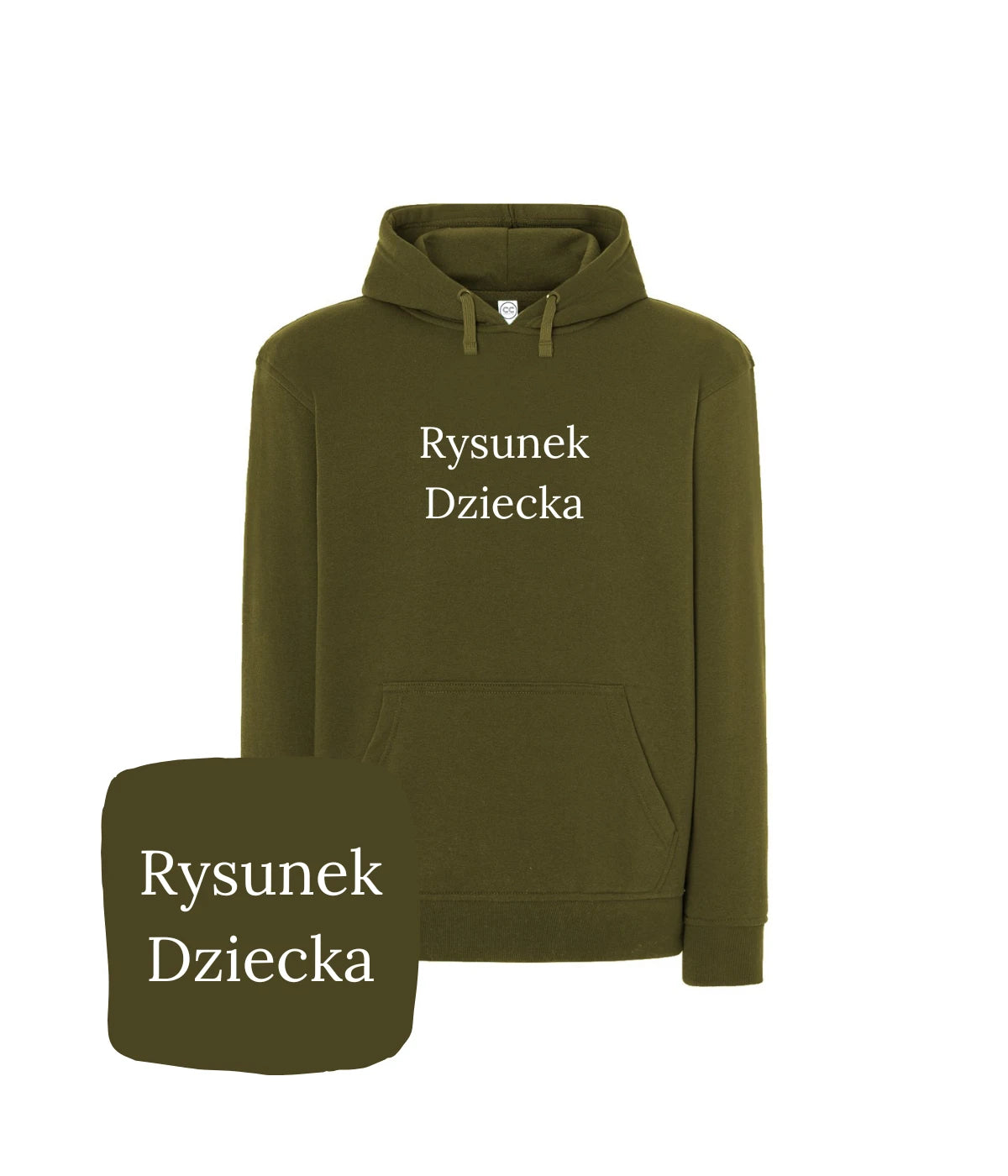 Oliwkowa bluza z haftem rysunku dziecka - oryginalny prezent z haftem komputerowym