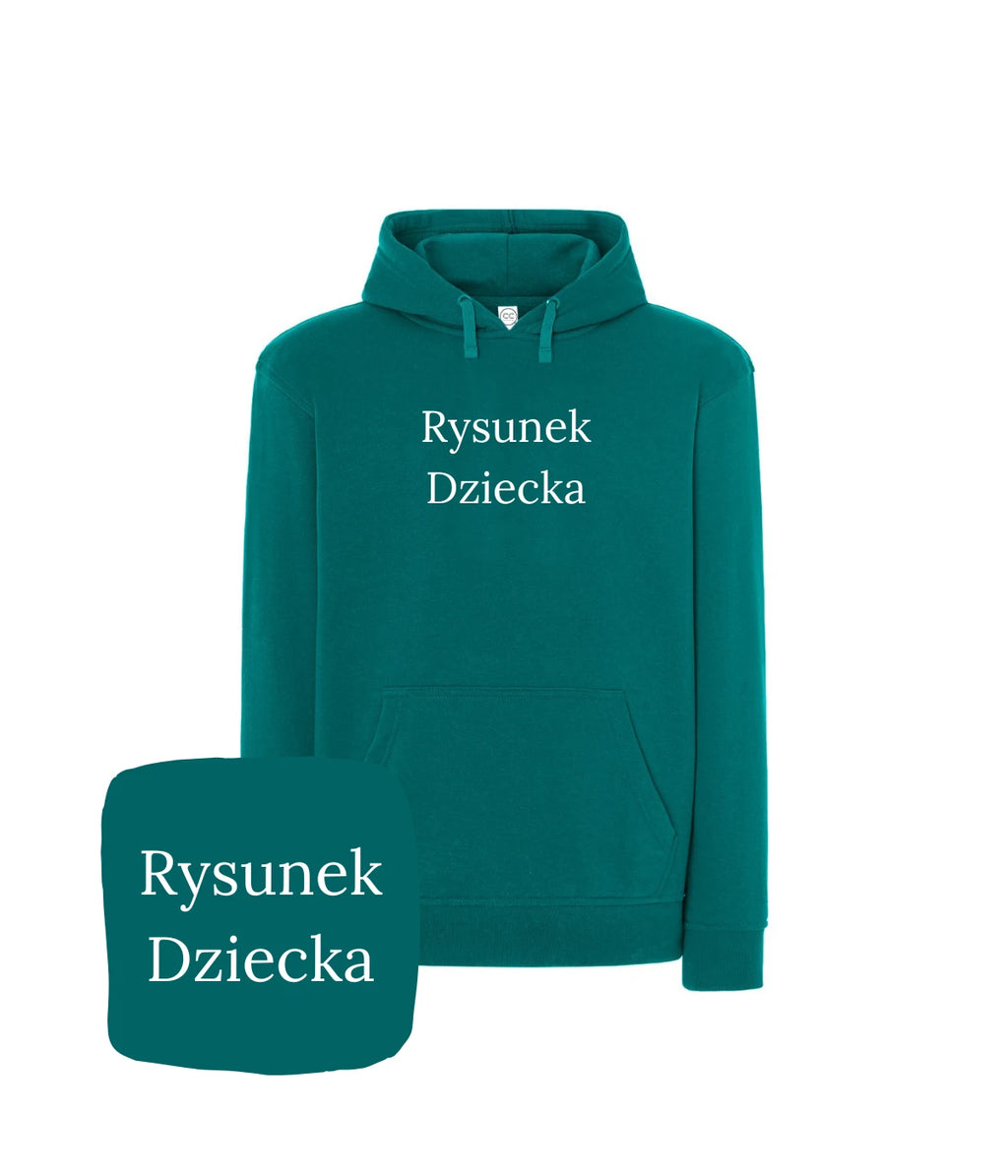 Turkusowa bluza z haftem rysunku dziecka - prezent urodzinowy z haftem komputerowym