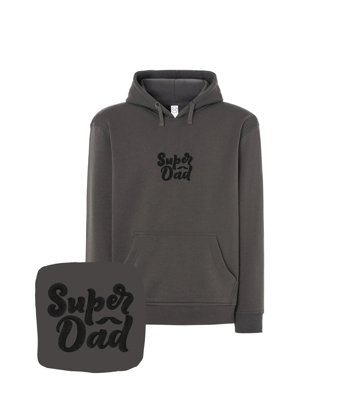 Antracytowa bluza z czarnym haftem Super Dad - prezent dla ojca, haft komputerowy na bluzie.