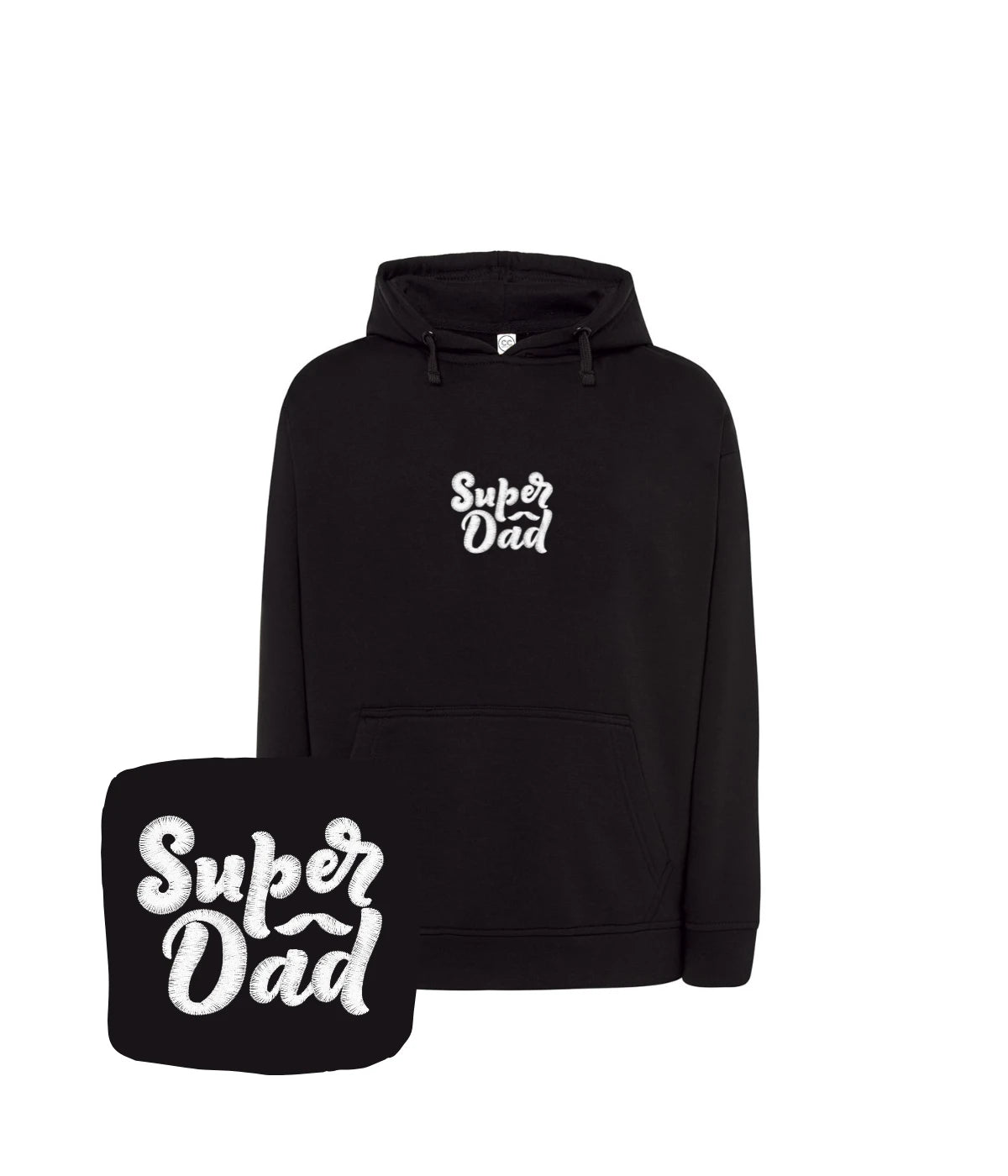 Czarna bluza z białym haftem Super Dad - wyjątkowy prezent na Dzień Ojca, haft komputerowy.