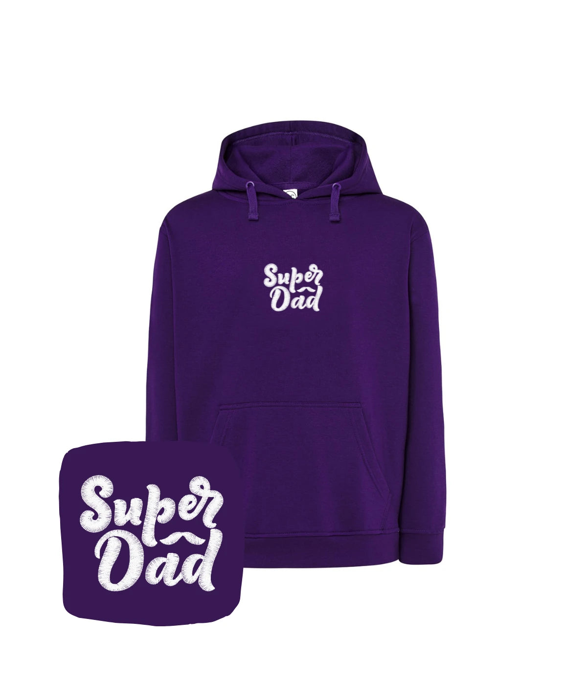 Fioletowa bluza z białym haftem Super Dad - idealny prezent dla taty, haft komputerowy na bluzie.