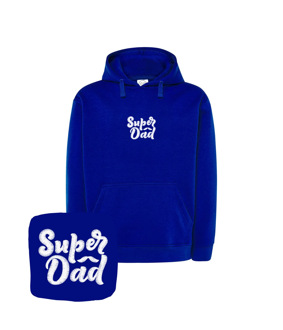 Granatowa bluza z białym haftem Super Dad - doskonały prezent na Dzień Ojca, haft komputerowy.