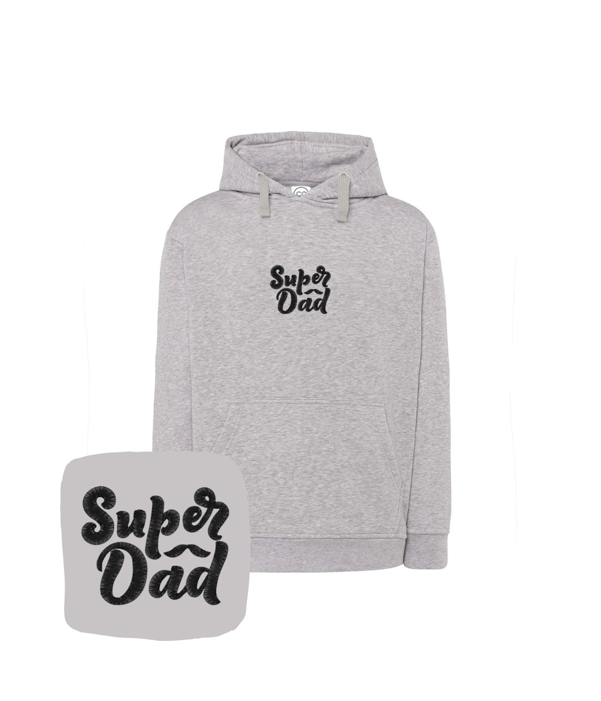 Jasnoszara bluza z czarnym haftem Super Dad - wyjątkowy prezent dla ojca, haft komputerowy.