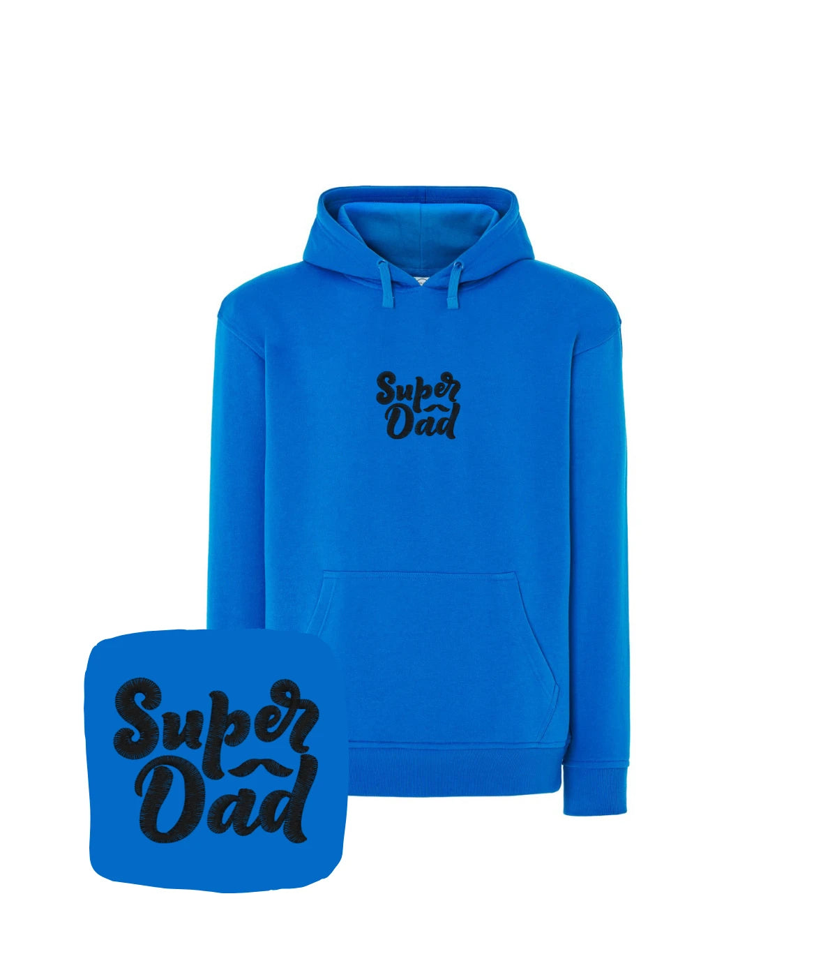 Niebieska bluza z czarnym haftem Super Dad - prezent dla taty z haftem komputerowym na bluzie.