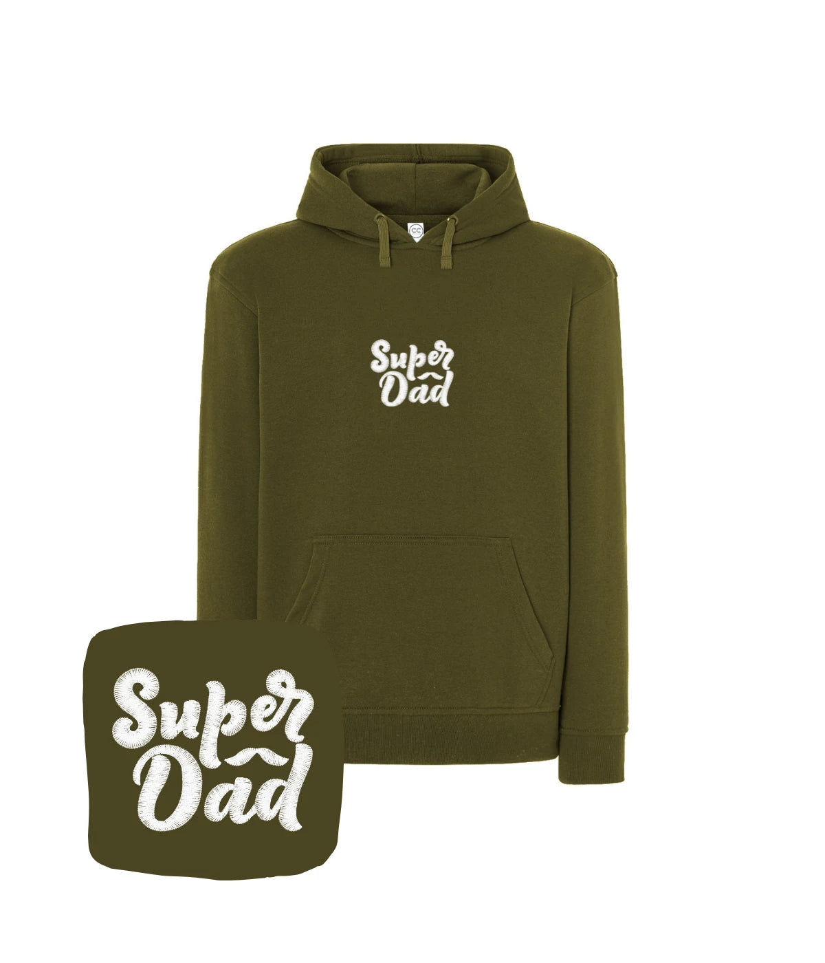 Oliwkowa bluza z haftem Super Dad, biały napis - idealny prezent dla taty, haft komputerowy.