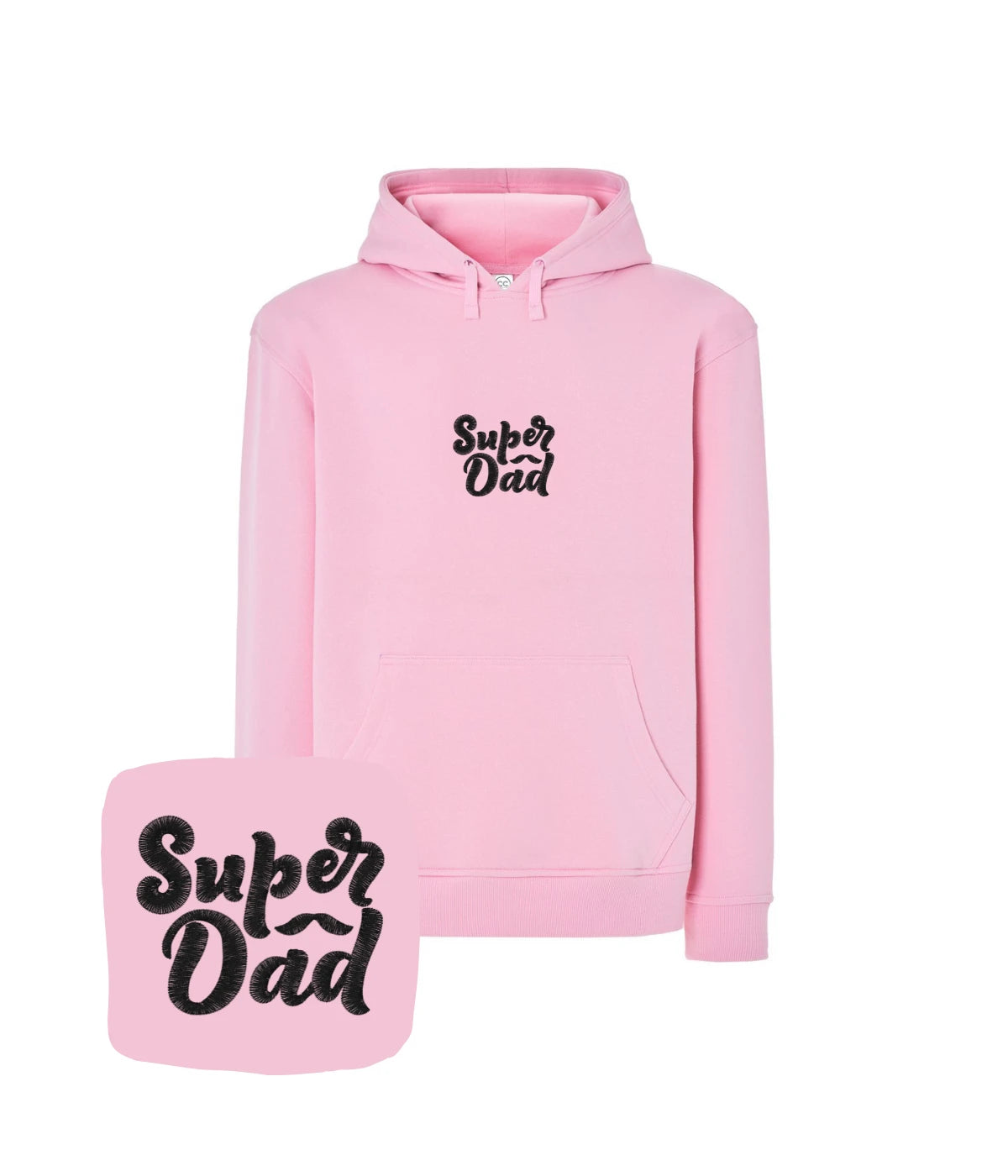 Różowa bluza z czarnym haftem Super Dad - prezent dla taty, haft komputerowy na bluzie.