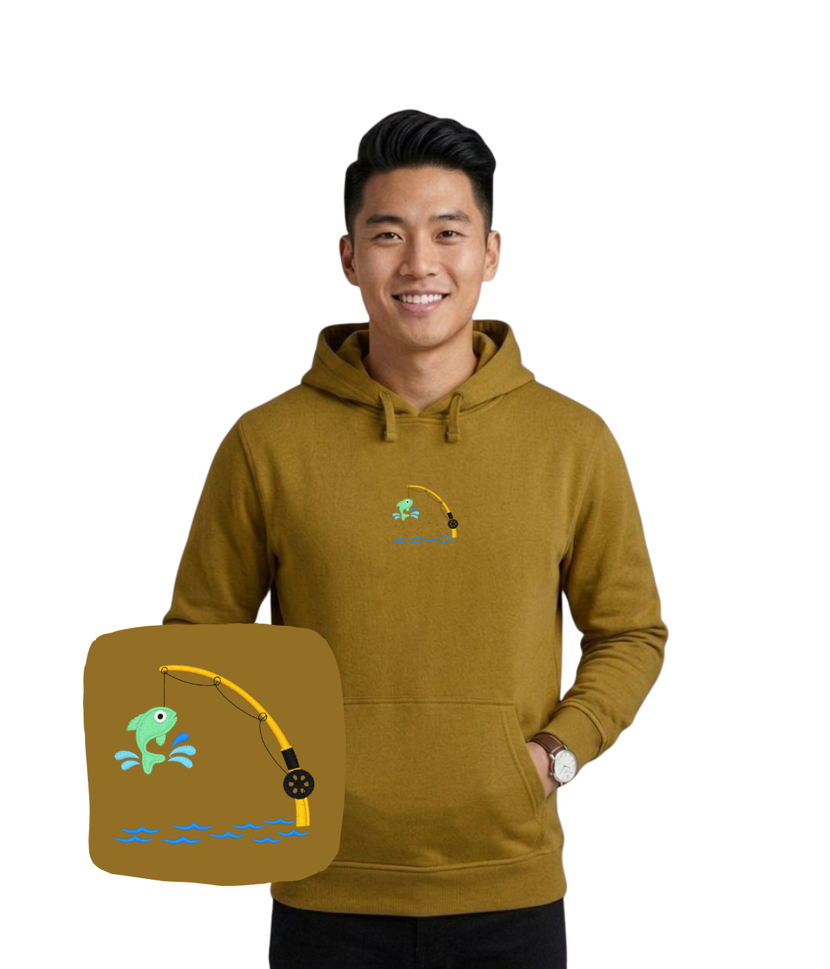 bluza z haftem ryby na wędce