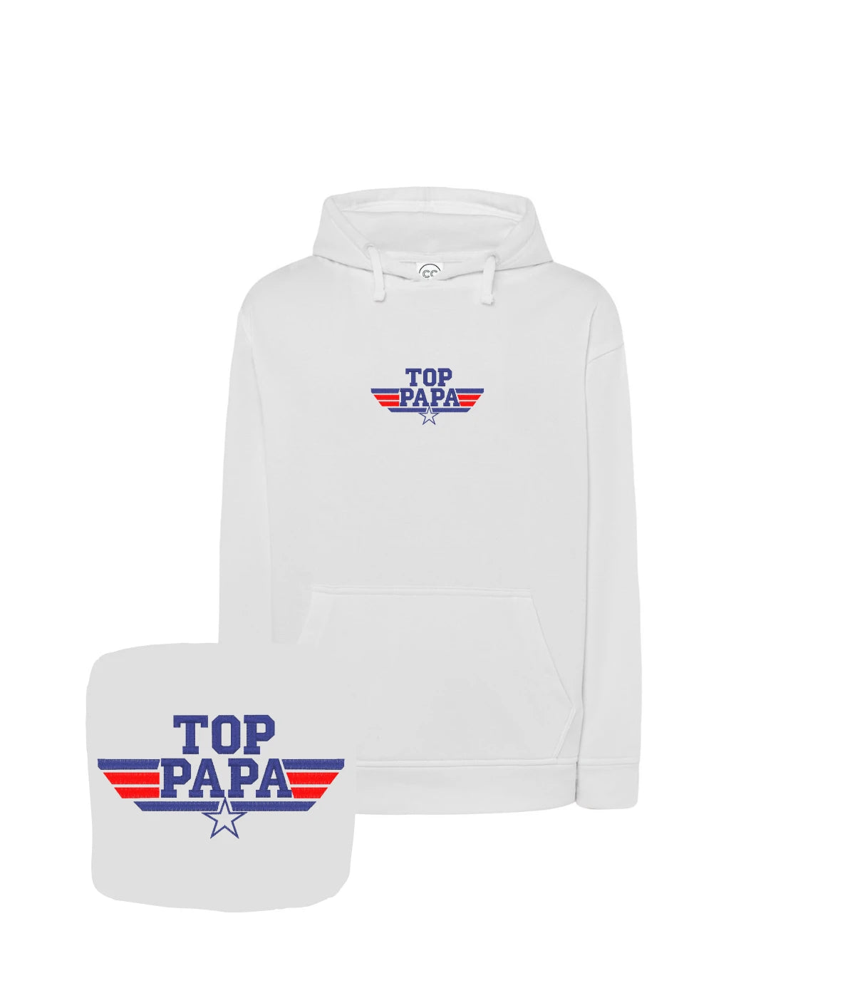 Biała bluza z haftem Top Papa - klasyczny i świeży prezent dla ojca, elegancki haft