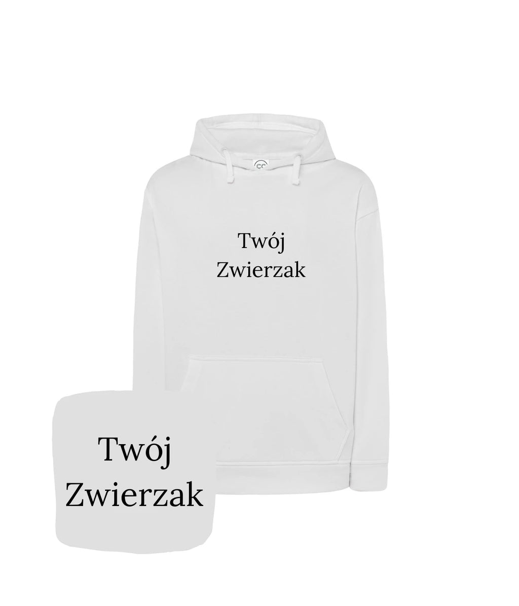 Biała bluza z kapturem z haftem 'Twój Zwierzak' - dla klasycznego stylu i elegancji