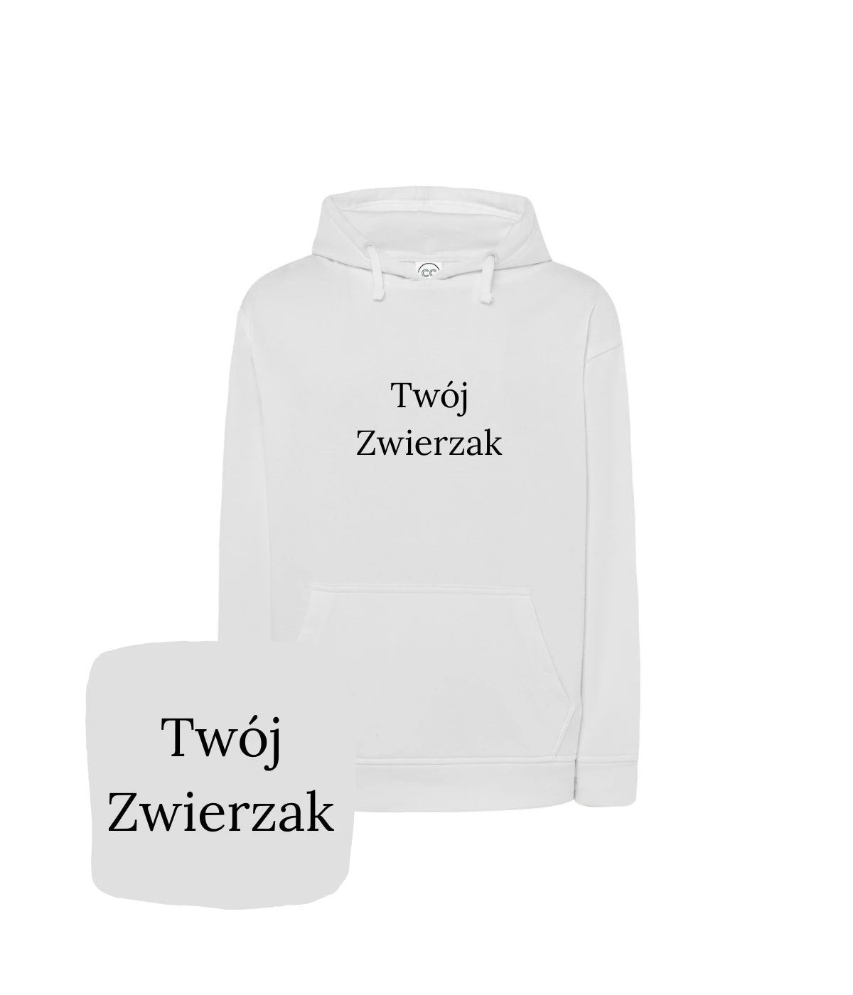Biała bluza z kapturem z haftem 'Twój Zwierzak' - dla klasycznego stylu i elegancji