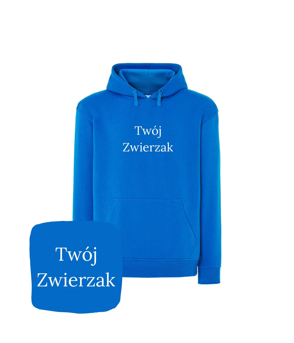 Błękitna bluza z kapturem z haftem 'Twój Zwierzak' - piękny prezent dla bliskiej osoby