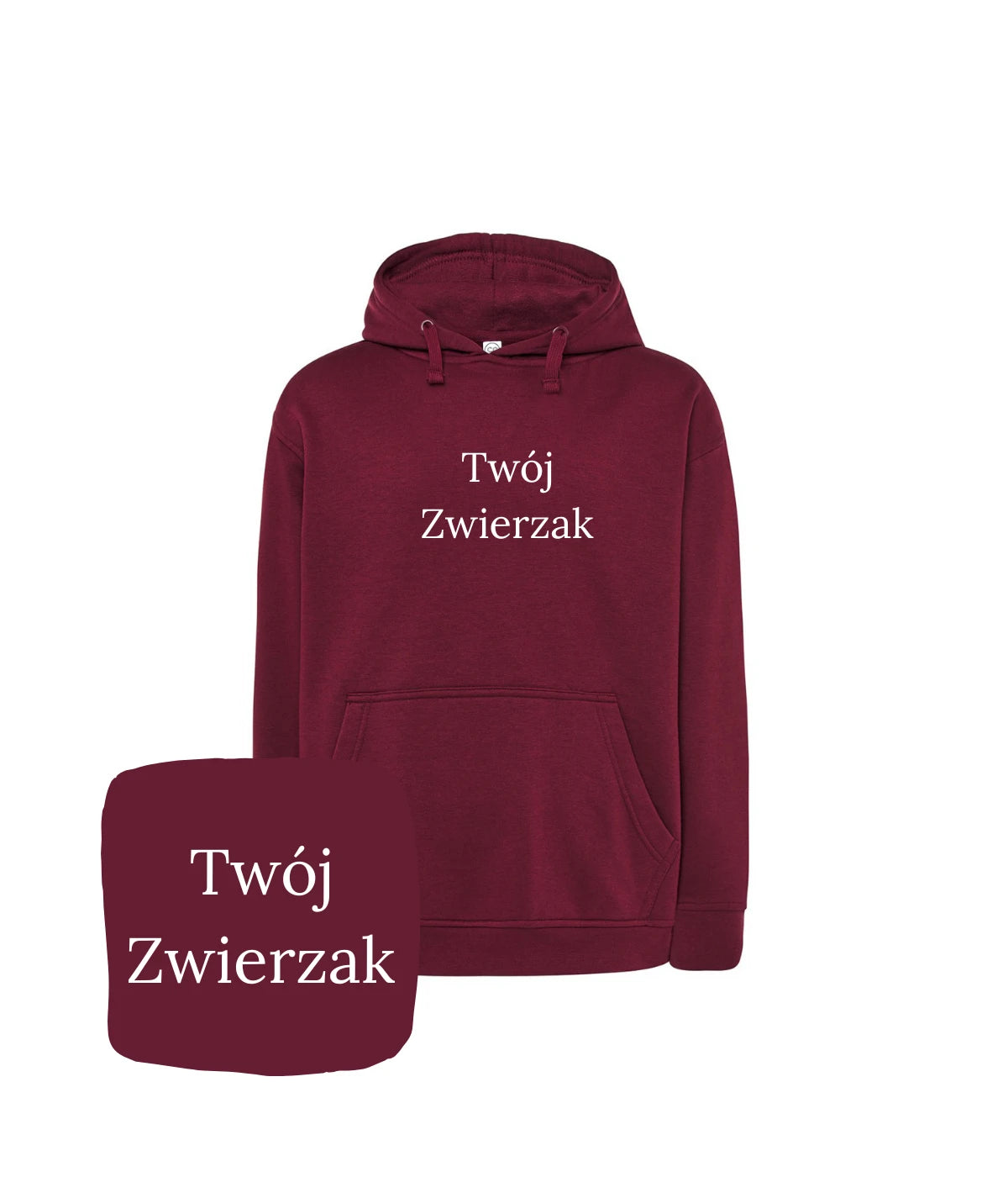 Burgundowa bluza z kapturem z haftem 'Twój Zwierzak' - dla stylowego miłośnika