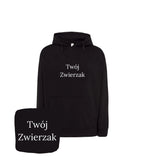 Czarna bluza z kapturem z haftem 'Twój Zwierzak' - klasyczny prezent z nowoczesnym haftem