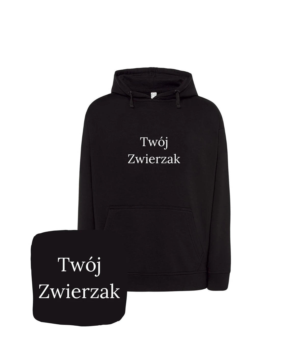 Czarna bluza z kapturem z haftem 'Twój Zwierzak' - klasyczny prezent z nowoczesnym haftem