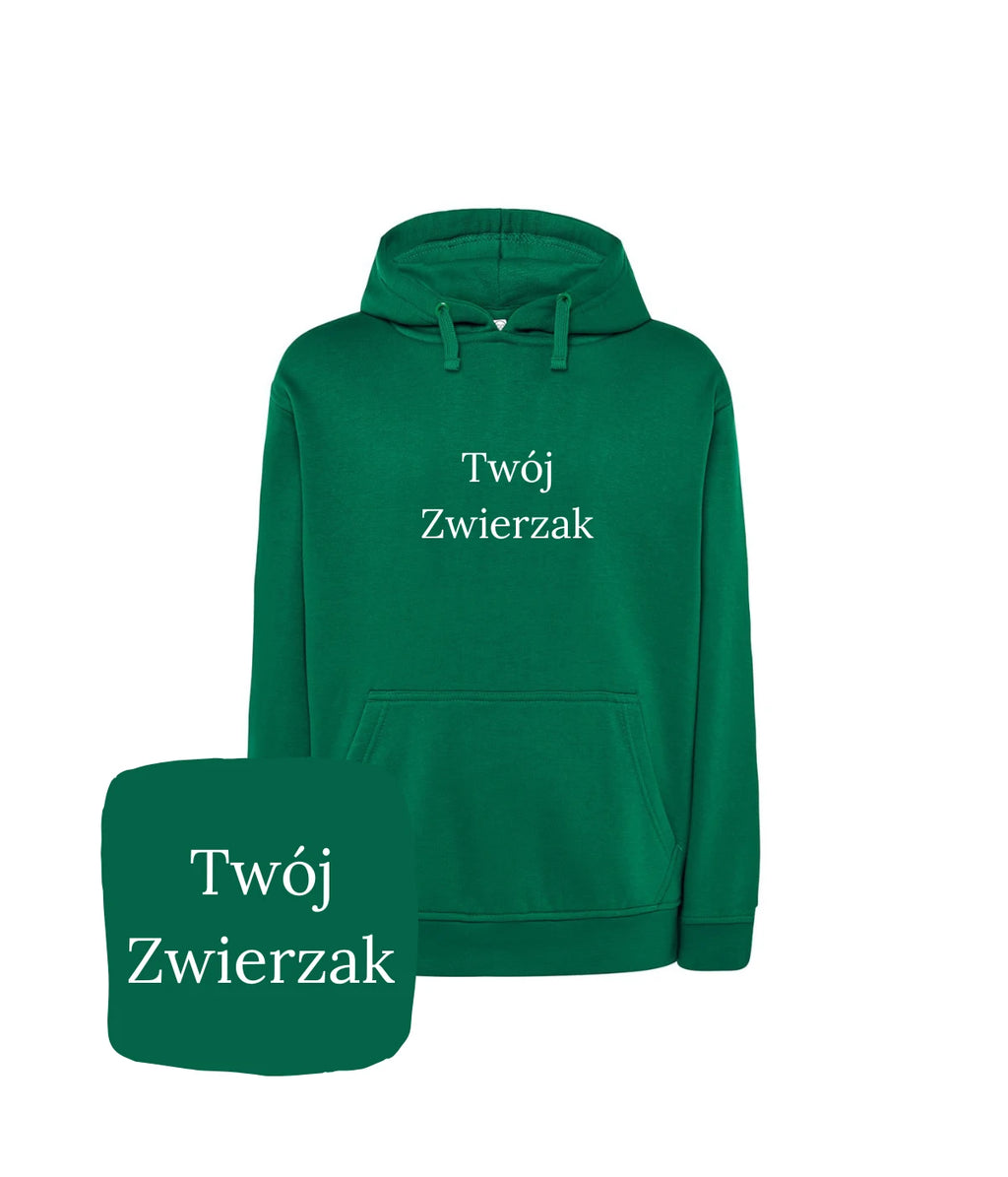 Zielona bluza z kapturem z haftem 'Twój Zwierzak' - prezent okazjonalny z finezją