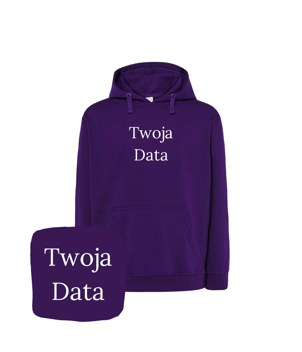 Fioletowa bluza z haftem Twoja Data - personalizowany upominek, haft komputerowy, idealna na prezent
