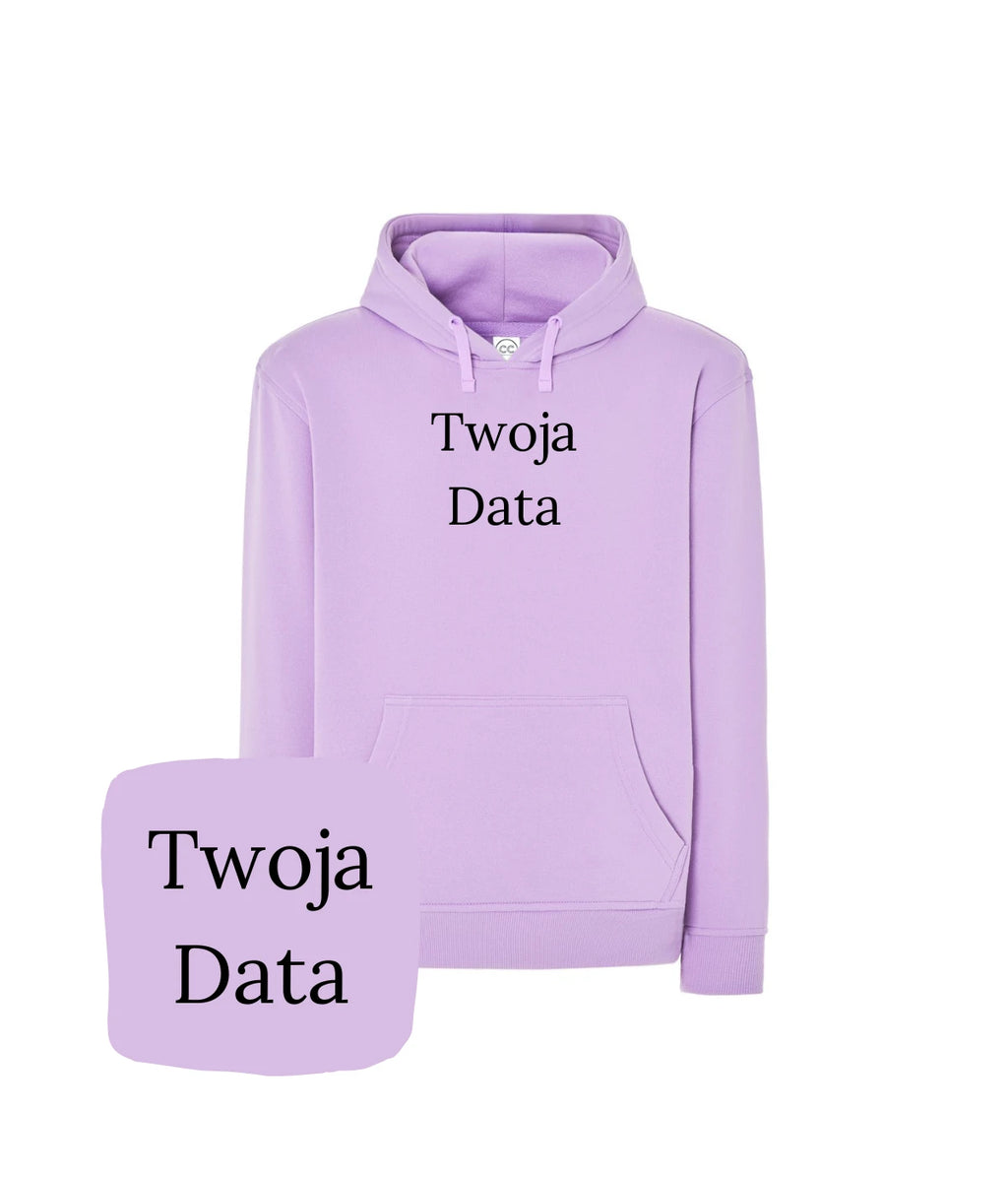 Lawendowa bluza z haftem Twoja Data - idealna na prezent na każdą okazję z haftem komputerowym