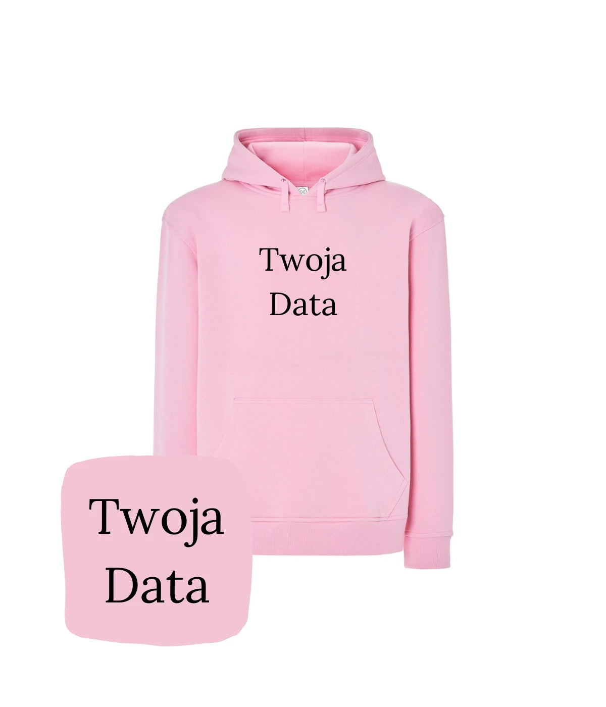 Różowa bluza z haftem Twoja Data - wyjątkowy prezent z haftem komputerowym, idealna na urodziny