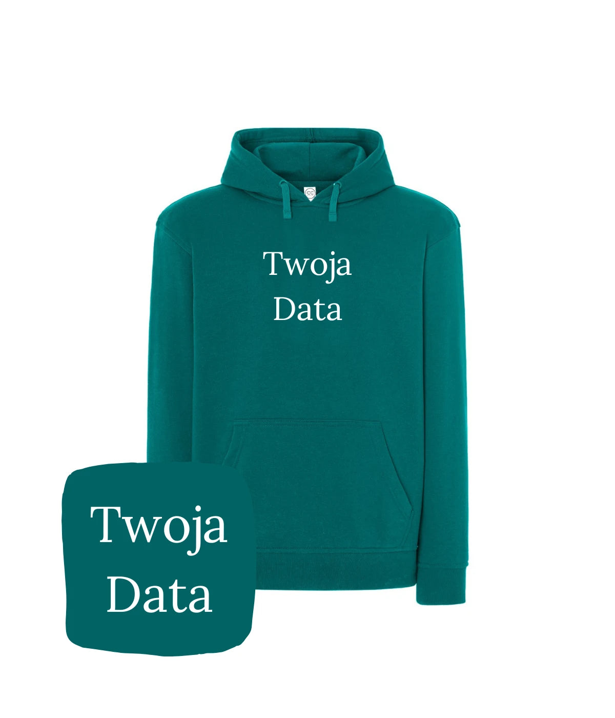 Turkusowa bluza z haftem Twoja Data - prezent na urodziny z haftem komputerowym, personalizacja