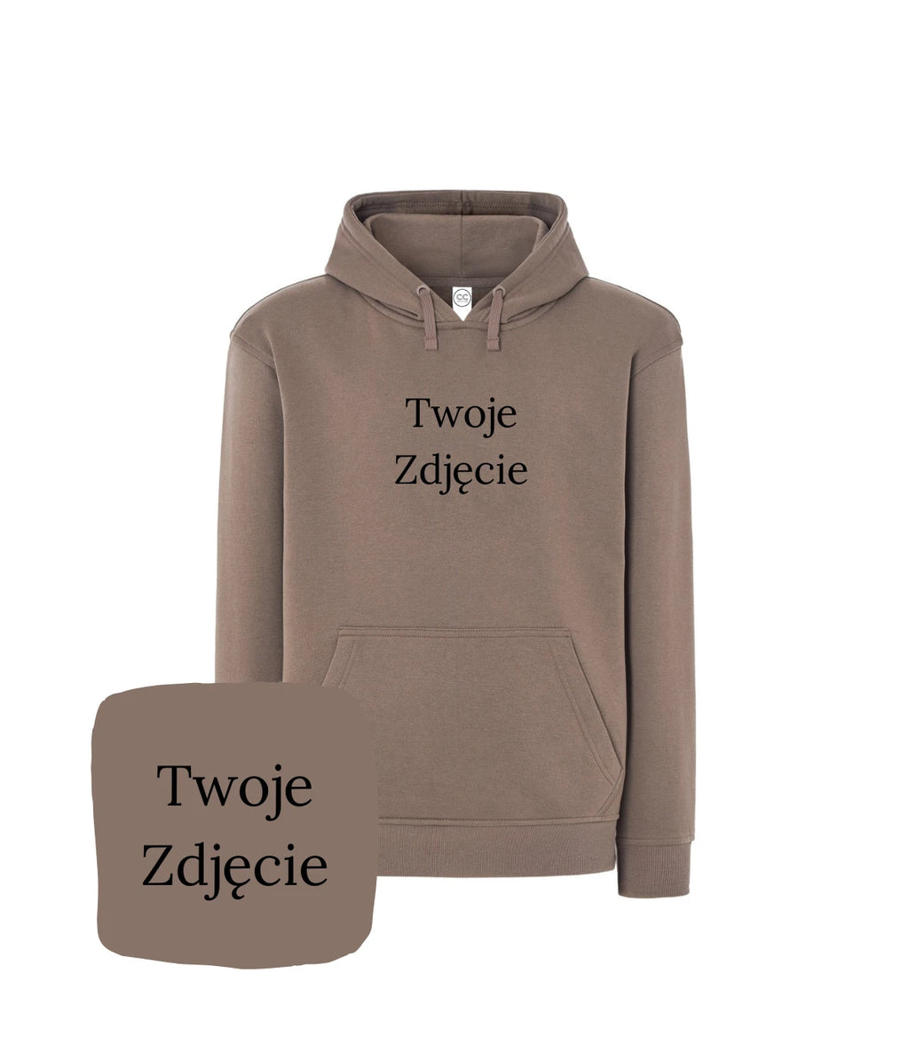 Brązowa bluza z haftem Twoje Zdjęcie - personalizowana, oryginalny prezent z haftem komputerowym