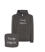 Ciemnobrązowa bluza z kapturem z haftem Twoje Zdjęcie - personalizowany prezent z haftem komputerowym