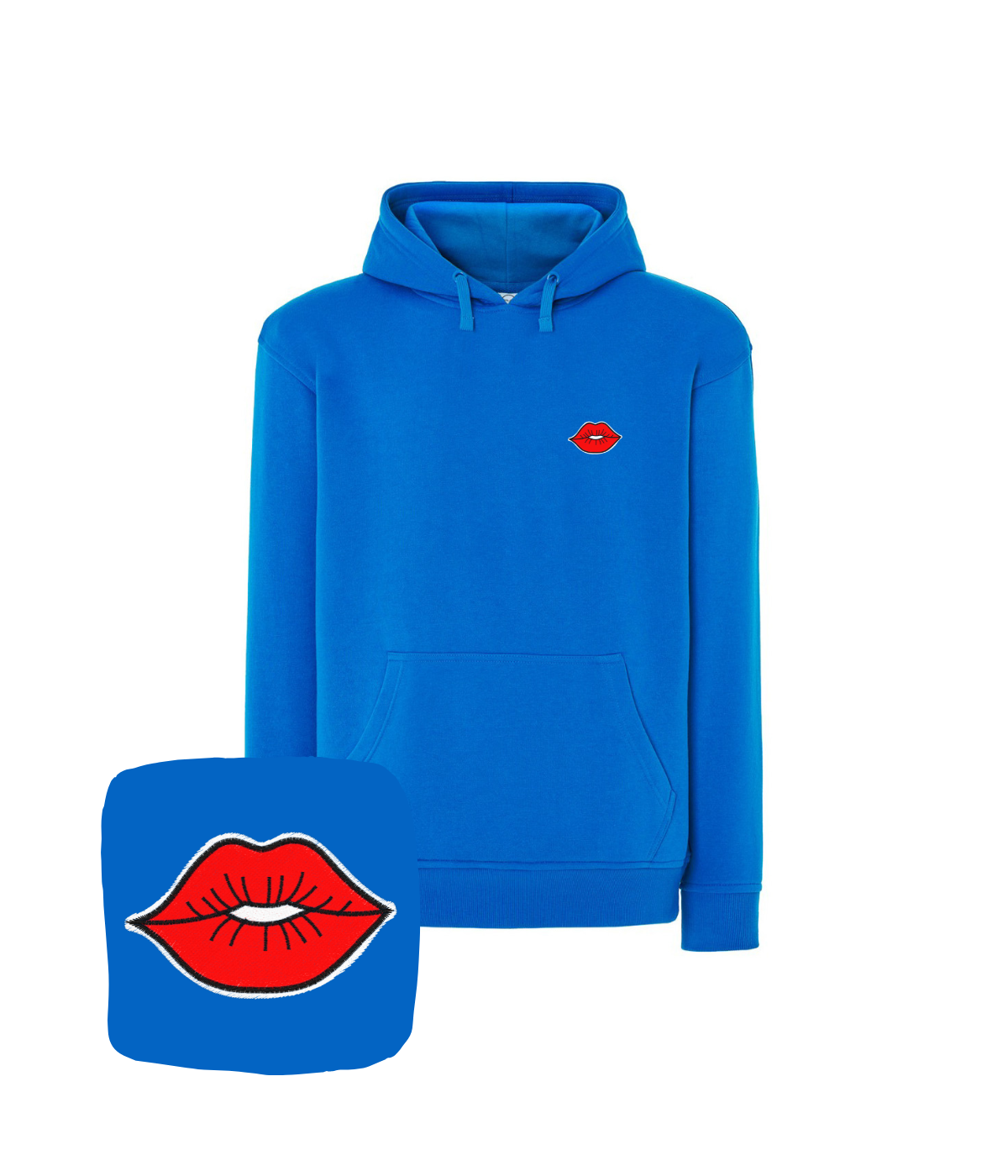 niebieska bluza z haftem buziaka - pomysł na prezent