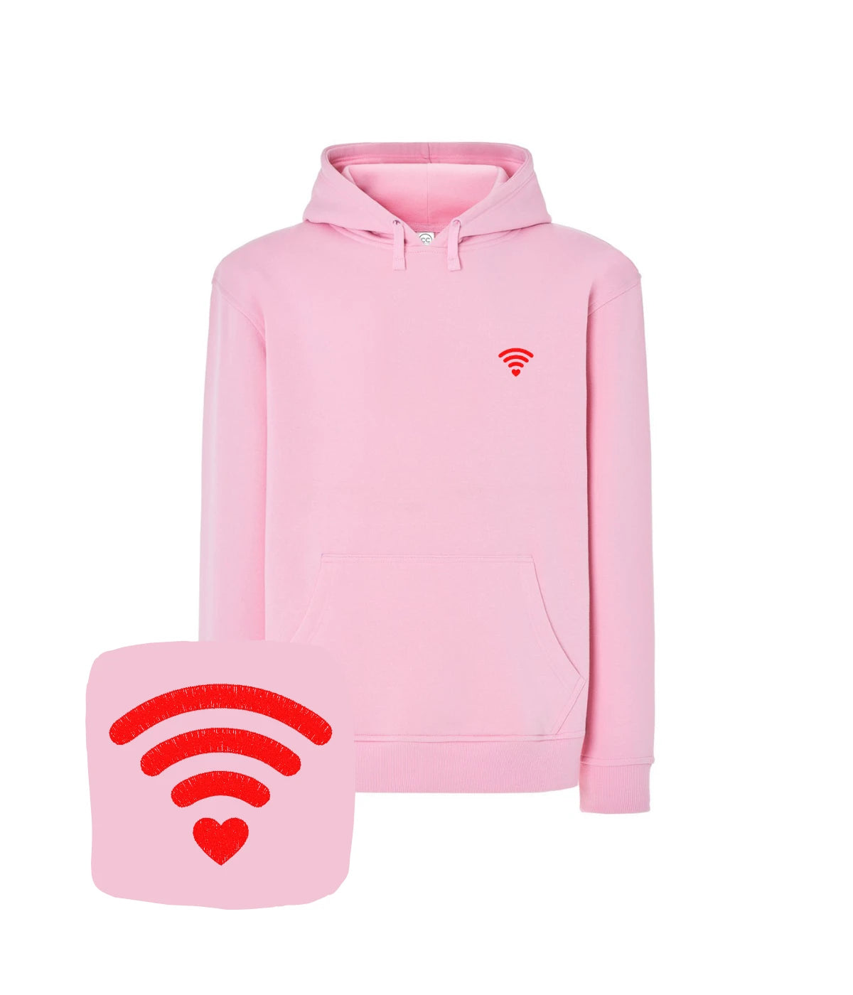 Różowa bluza z haftem WiFi i sercem - idealny prezent z haftem dla przyjaciółki