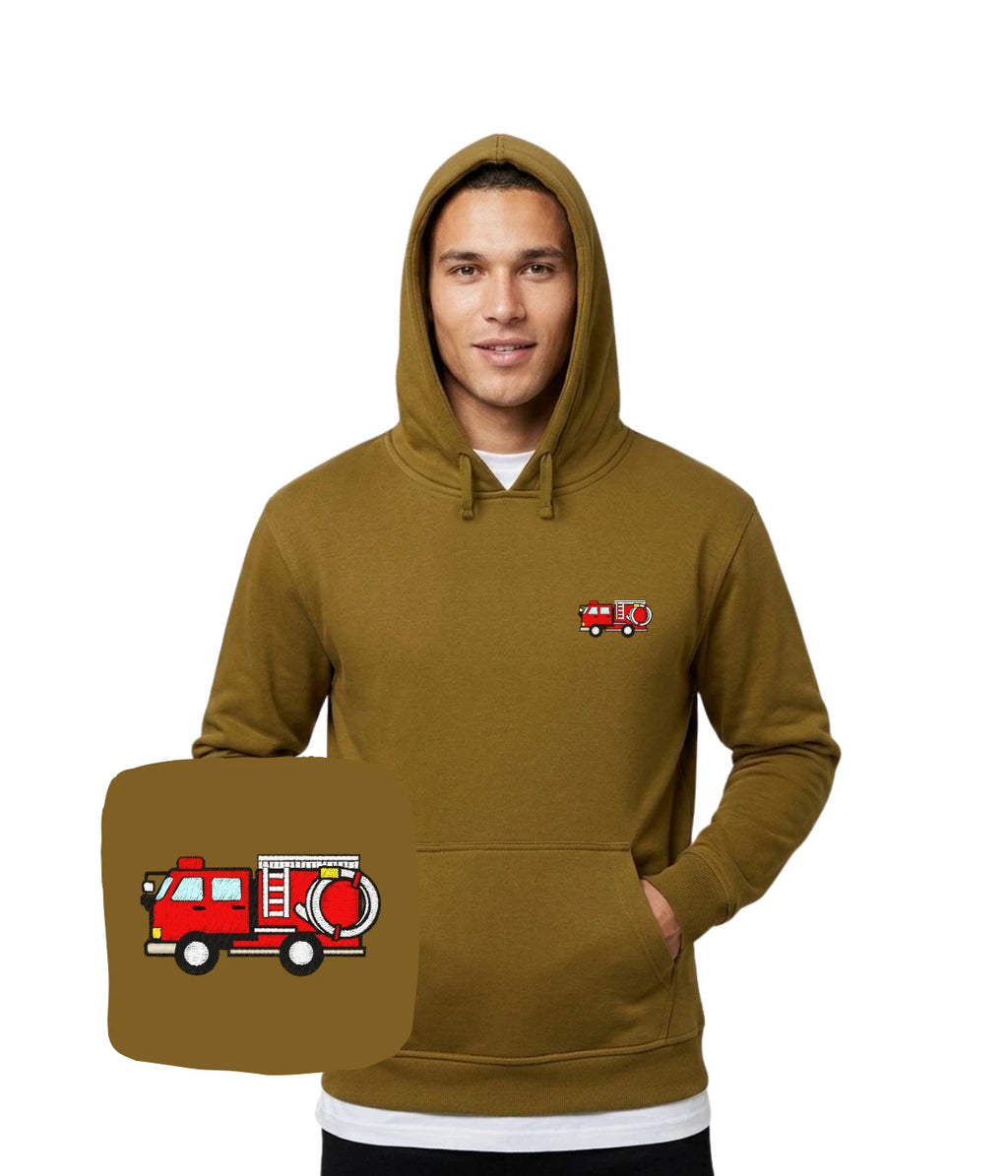 Bluza z haftem wozu strażackiego, kolor khaki - idealny prezent dla dziecka pasjonującego się strażą pożarną.