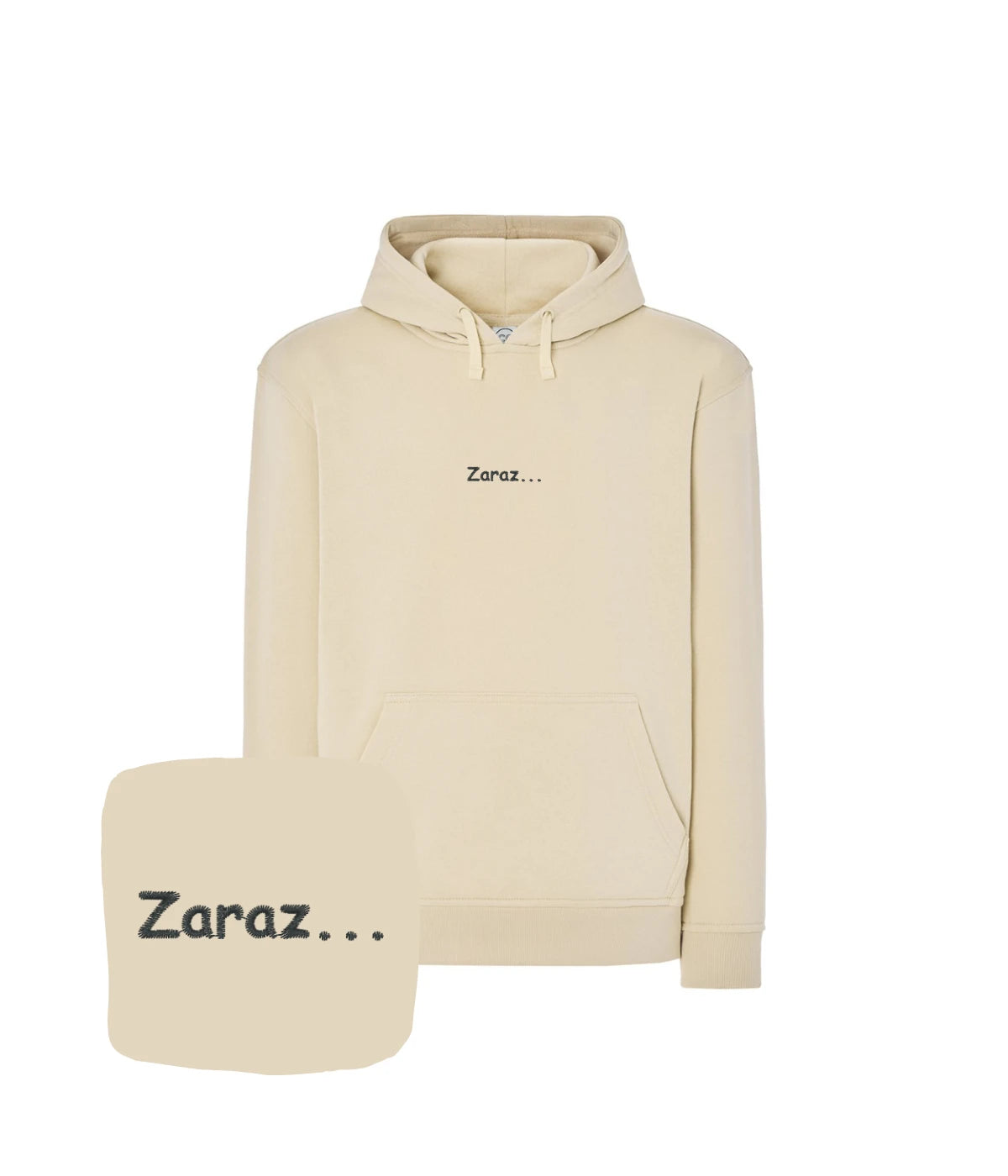 Beżowa bluza z haftem 'Zaraz...' - uniwersalny prezent z haftem komputerowym