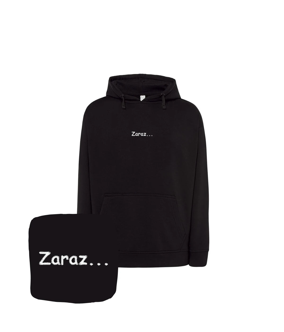 Czarna bluza z haftem 'Zaraz...' - elegancki prezent z haftem komputerowym