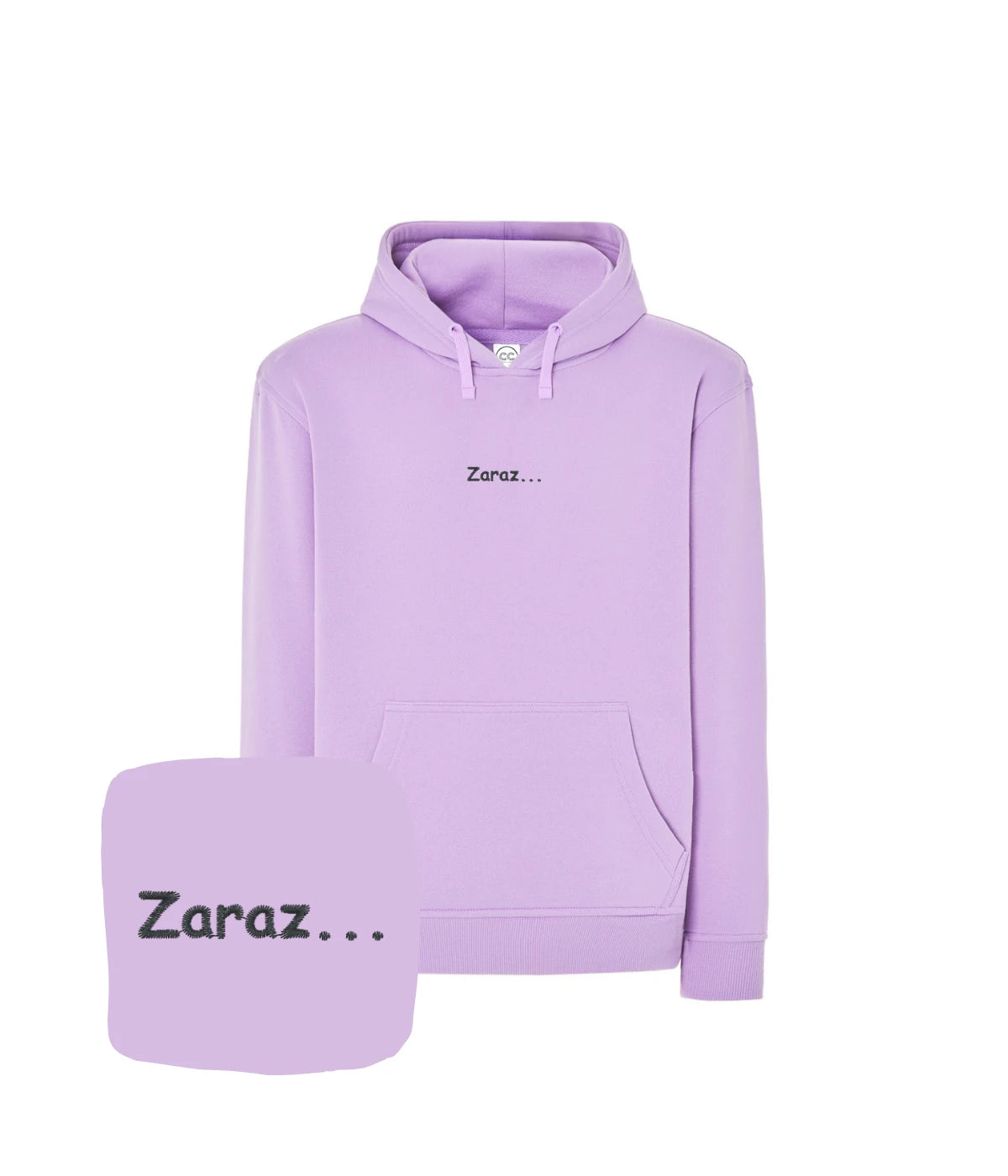 Jasnofioletowa bluza z haftem 'Zaraz...' - idealna na imprezę, haft komputerowy od 1 sztuki